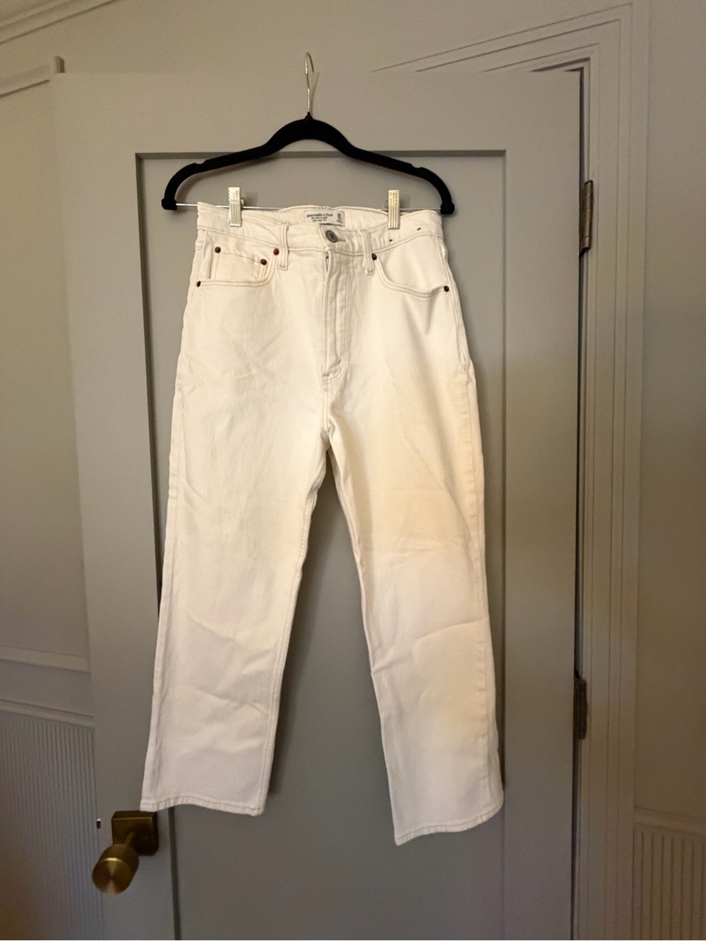 Abercrombie & Fitch White Straight-Leg Jeans